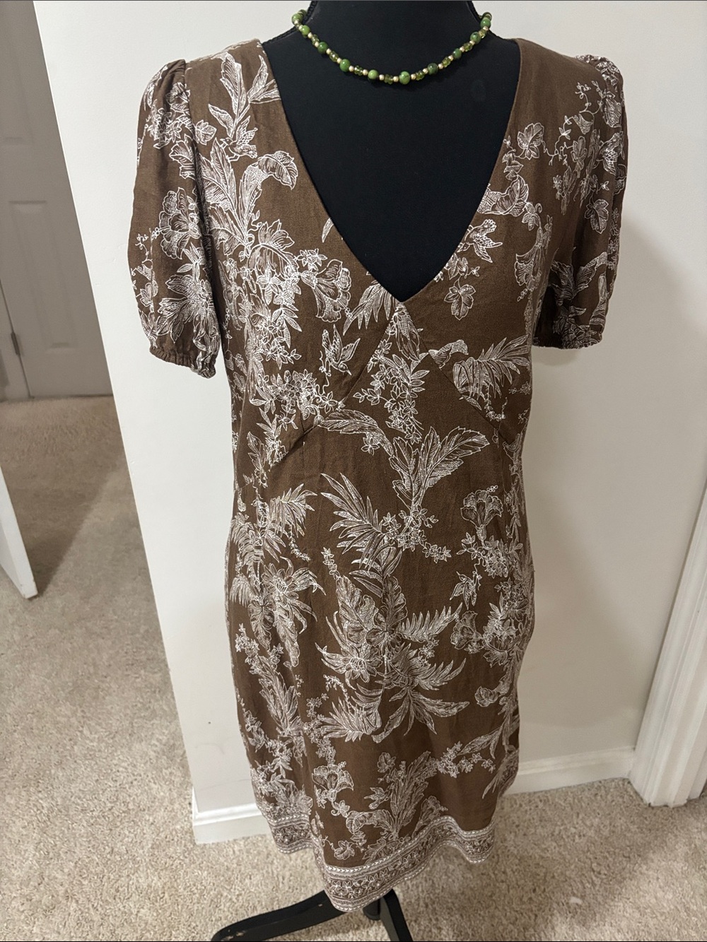 Loft Brown Floral V‑Neck Women’s Dress
